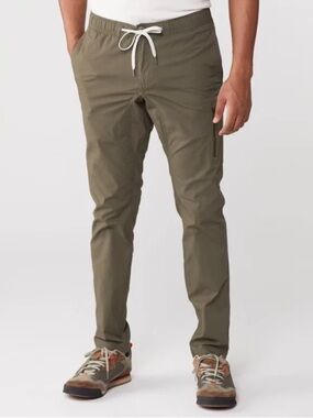 Vuori Rip Stop Khaki Green Cargo Pants Size M Tie Waist